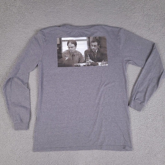 The Office T-Shirt Mens Large Gray Long Sleeve Dwight Michael Graphic Tee - Picture 2 of 12